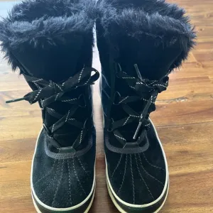 NWOT-Sorel Black Winter Rain Boots with Faux Fur Trim