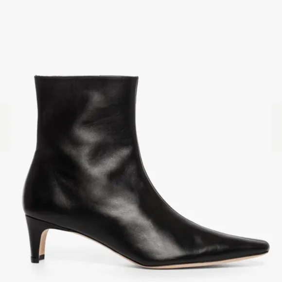 NWOT Staud Wally Black Leather Ankle Boots - size 10/40.5
