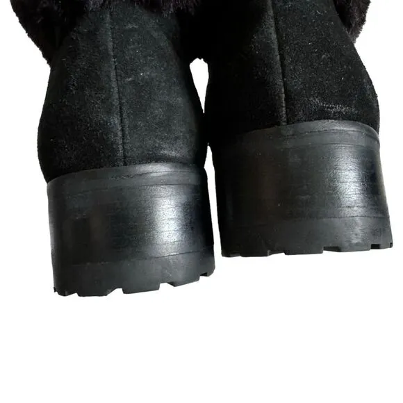 NWOT Talbots Black Suede TISH Quilted Hiking Ankle Boots, Size 9