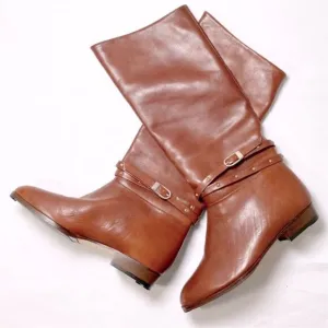 NWOT Lavorazione Artigiana Brown Soft Leather Riding Boots