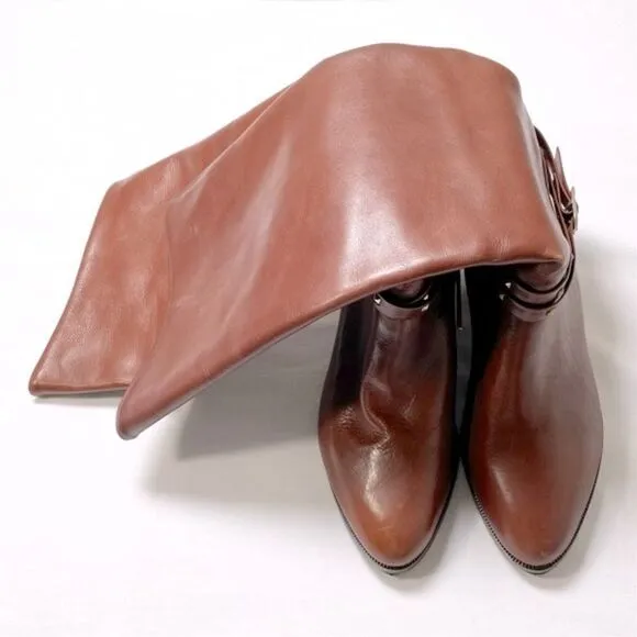 NWOT Lavorazione Artigiana Brown Soft Leather Riding Boots
