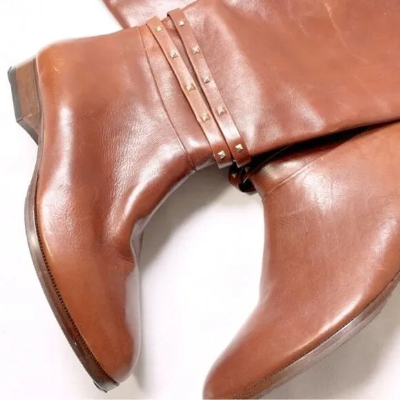 NWOT Lavorazione Artigiana Brown Soft Leather Riding Boots