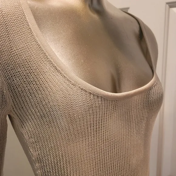 NWT Apricot Sheer Knit Long Sleeve Sweater Maxi Dress Sz M