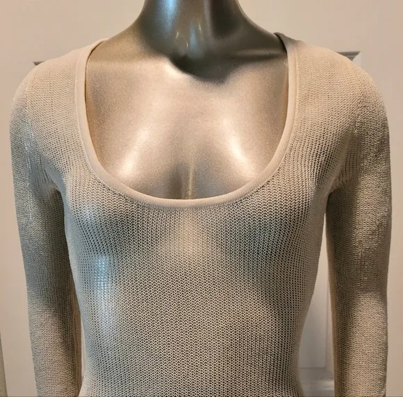 NWT Apricot Sheer Knit Long Sleeve Sweater Maxi Dress Sz M