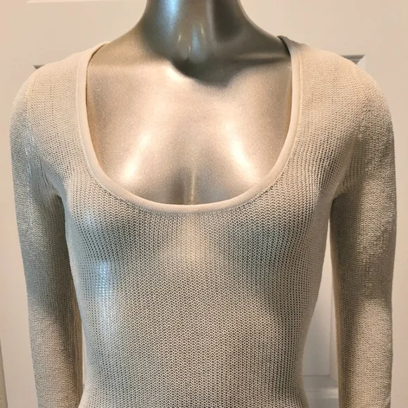 NWT Apricot Sheer Knit Long Sleeve Sweater Maxi Dress Sz S