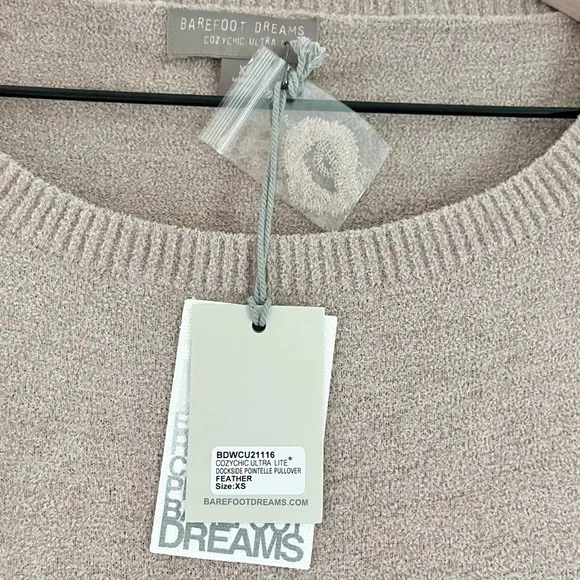 NWT Barefoot Dreams CozyChic Ultra Lite Dockside Pointelle Pullover Sweater XS