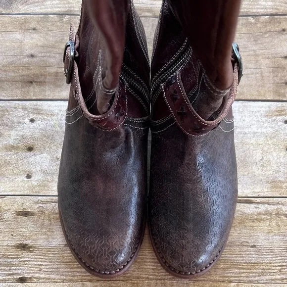 NWT Bed Stu Glaye Tall Boots Black and Teak Driftwood