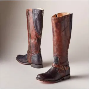 NWT Bed Stu Glaye Tall Boots Black and Teak Driftwood