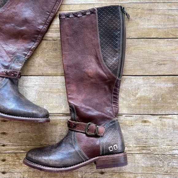NWT Bed Stu Glaye Tall Boots Black and Teak Driftwood