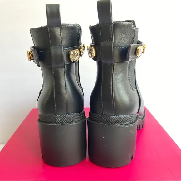NWT  Black Ankle Boots w/crystals sz 8.5 designer inspired