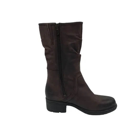 NWT Clarks Women's Brown Leather Mani Juniper Side Zip Boots Size 7M