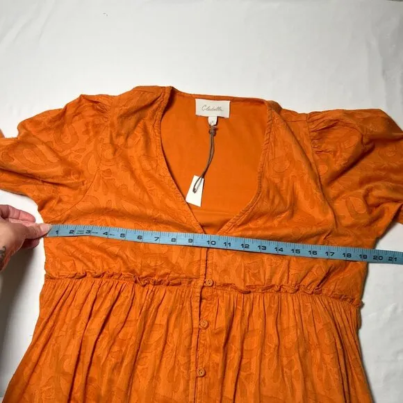 NWT Cleobella Blythe Mini Dress in Bright Orange Floral Tiered Boho Small