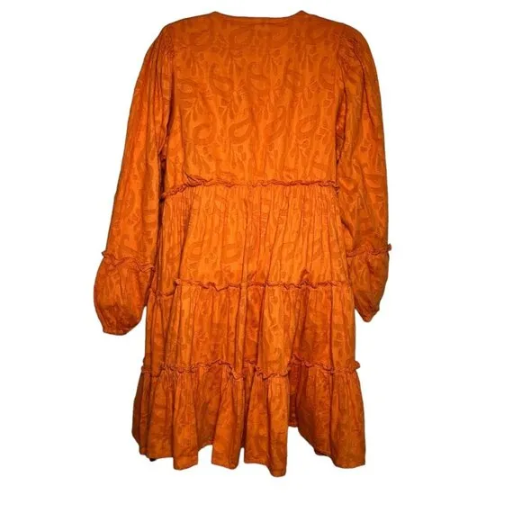 NWT Cleobella Blythe Mini Dress in Bright Orange Floral Tiered Boho Small
