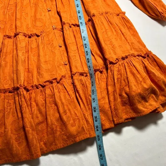 NWT Cleobella Blythe Mini Dress in Bright Orange Floral Tiered Boho Small