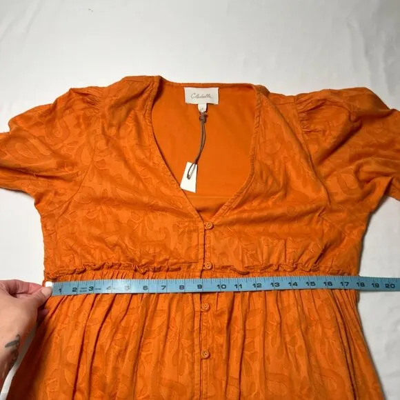 NWT Cleobella Blythe Mini Dress in Bright Orange Floral Tiered Boho Small