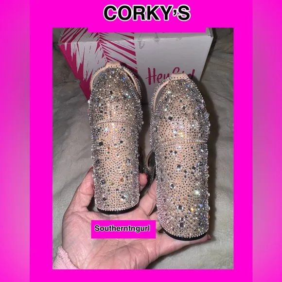NWT CORKYS  “ Ambition “ STUNNING Rhinestone Platform Heels Sandals Platforms