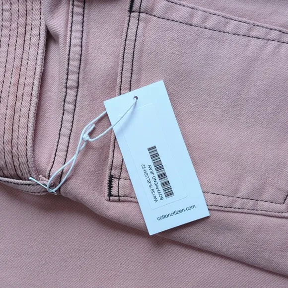 NWT Cotton Citizen Boyfriend Cut Blush Denim Jeans And Matching Belt Size 22
