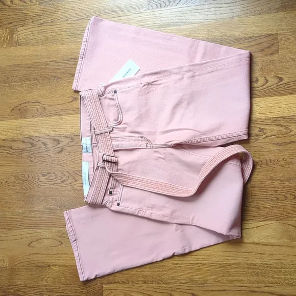 NWT Cotton Citizen Boyfriend Cut Blush Denim Jeans And Matching Belt Size 22