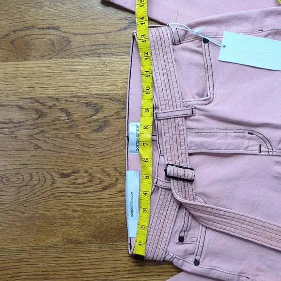 NWT Cotton Citizen Boyfriend Cut Blush Denim Jeans And Matching Belt Size 22