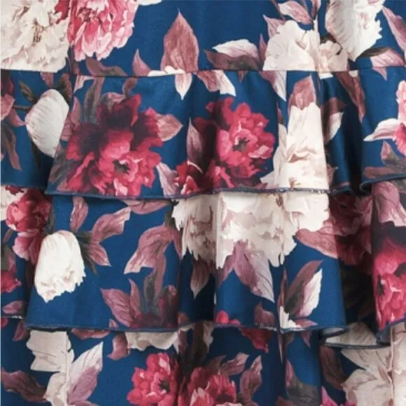 NWT DALIA MACPHEE Women's Floral Print Ruffle Square Neck Maxi Dress