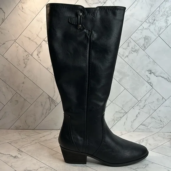 NWT Dr. Scholl's Womens Brilliance Black Knee High Boot Size 6.5M Wide Calf