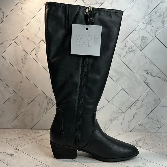 NWT Dr. Scholl's Womens Brilliance Black Knee High Boot Size 6.5M Wide Calf