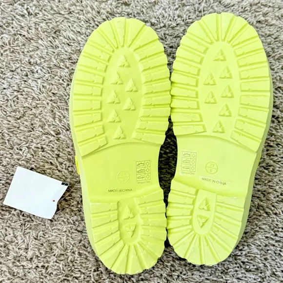 NWT Free People Karlie Buckle Clog Comfy Chunky Platform Citron Lime Green Sz 8