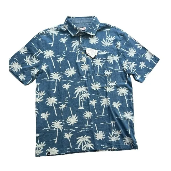NWT Johnnie-O Palmy Indigo Hangin’ Out Polo Shirt | Blue Trees | Medium