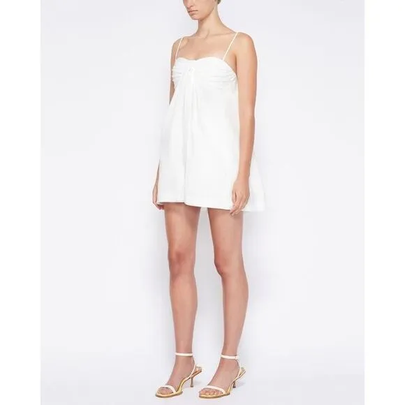 NWT Jonathan Simkhai Kendall Poplin Button Front Mini Shirtdress White Size 10 $