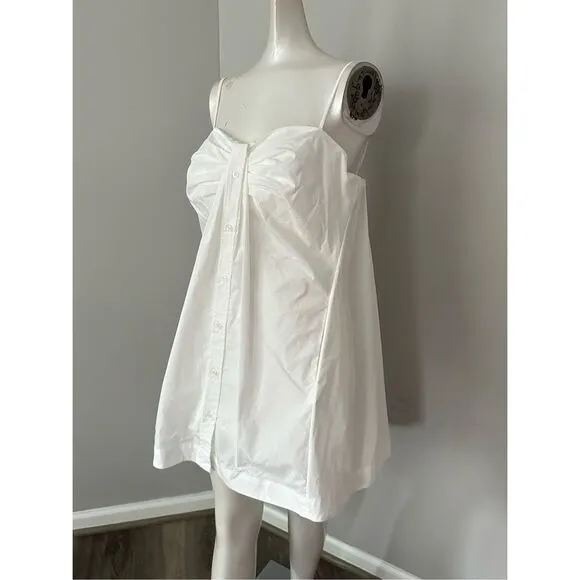 NWT Jonathan Simkhai Kendall Poplin Button Front Mini Shirtdress White Size 10 $