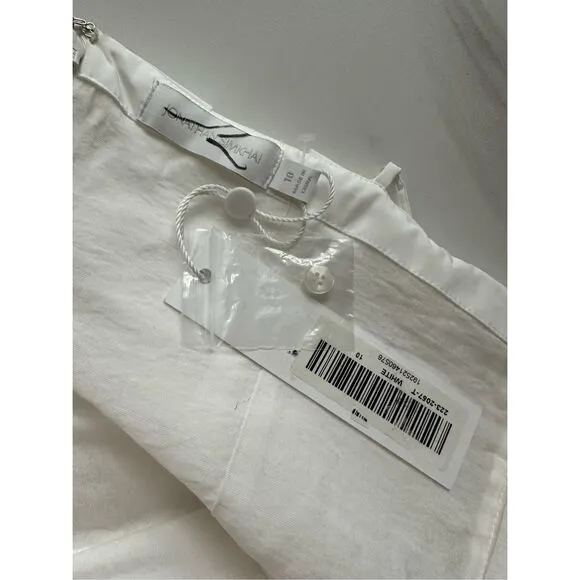 NWT Jonathan Simkhai Kendall Poplin Button Front Mini Shirtdress White Size 10 $