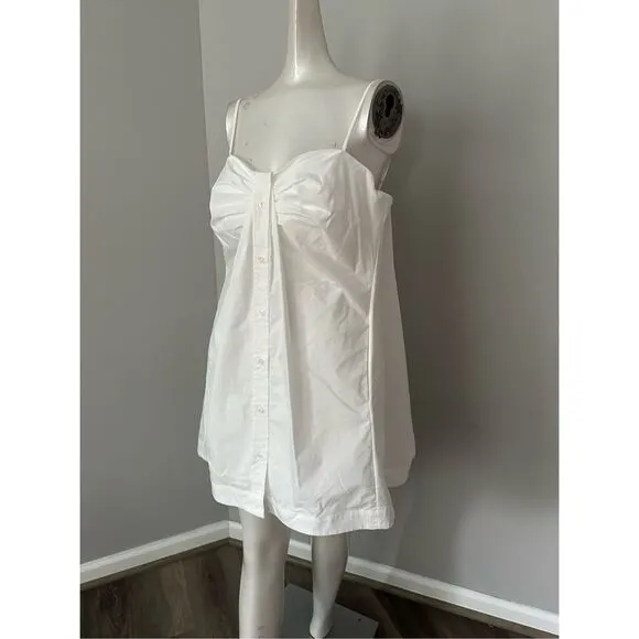 NWT Jonathan Simkhai Kendall Poplin Button Front Mini Shirtdress White Size 10 $