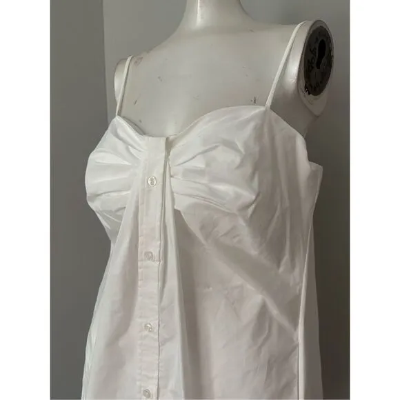 NWT Jonathan Simkhai Kendall Poplin Button Front Mini Shirtdress White Size 10 $