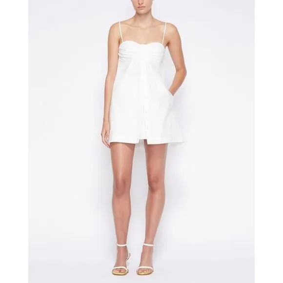 NWT Jonathan Simkhai Kendall Poplin Button Front Mini Shirtdress White Size 10 $