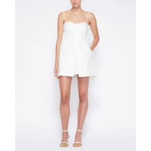NWT Jonathan Simkhai Kendall Poplin Button Front Mini Shirtdress White Size 10 $