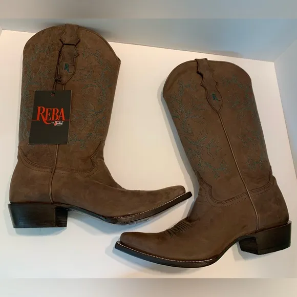 NWT - JUSTIN BOOTS Harlan Cowboy Boots Size 10 - Festival Fun! Reeba Boot Teal