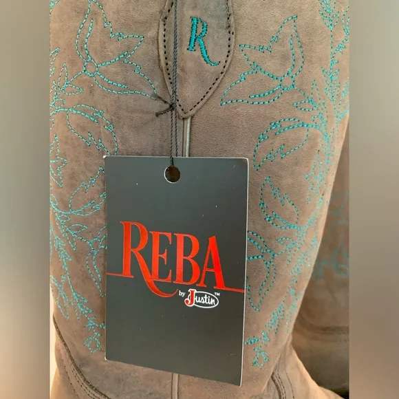 NWT - JUSTIN BOOTS Harlan Cowboy Boots Size 10 - Festival Fun! Reeba Boot Teal