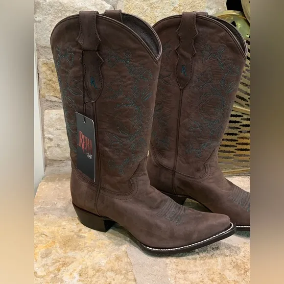 NWT - JUSTIN BOOTS Harlan Cowboy Boots Size 10 - Festival Fun! Reeba Boot Teal
