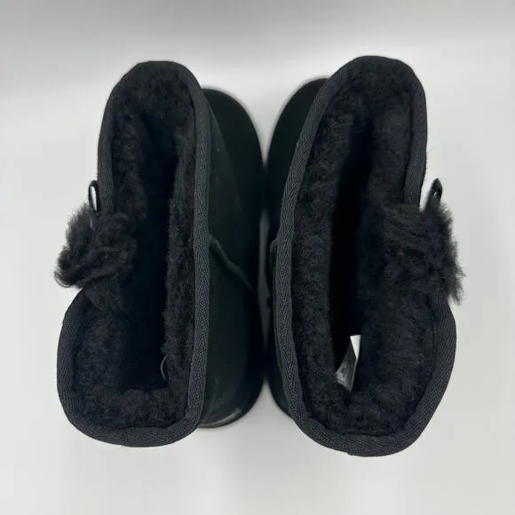 NWT Koolaburra by UGG Victoria Short Black Suede Boots Bows Kids/Girls Size 5