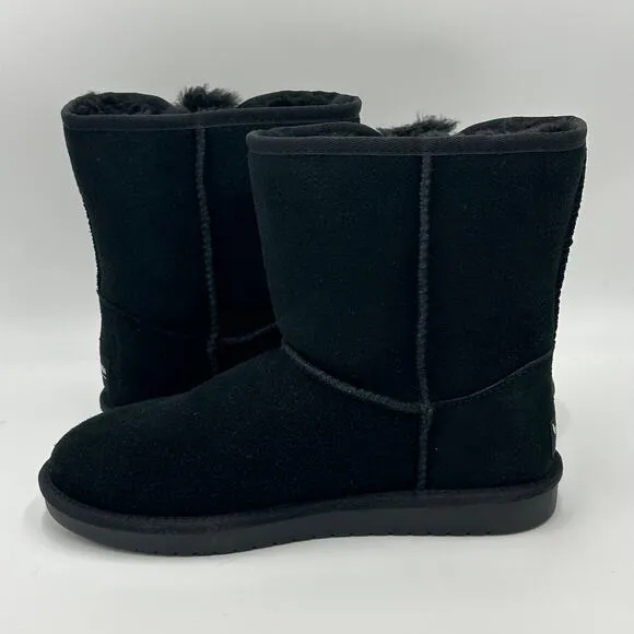 NWT Koolaburra by UGG Victoria Short Black Suede Boots Bows Kids/Girls Size 5
