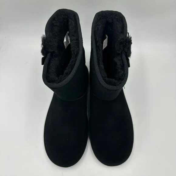 NWT Koolaburra by UGG Victoria Short Black Suede Boots Bows Kids/Girls Size 5