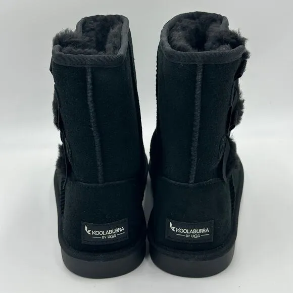 NWT Koolaburra by UGG Victoria Short Black Suede Boots Bows Kids/Girls Size 5