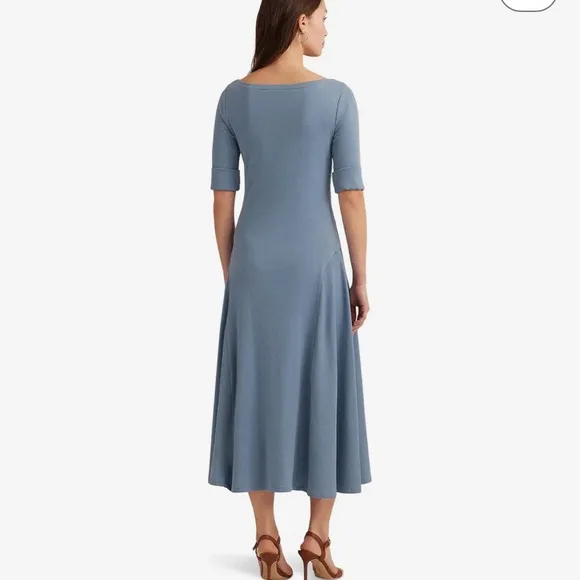 NWT Lauren Ralph Lauren  Stretch Cotton Midi Dress, Size XS