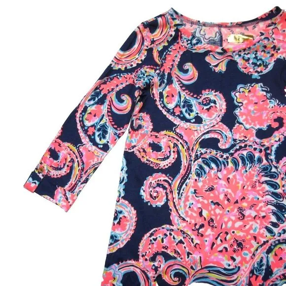 NWT Lilly Pulitzer Linden in Bright Navy Pop Up For The Halibut Shift Dress S