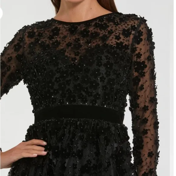 NWT | Mac Duggal 67007 Black Long Sleeve Fit &amp; Flare Dress Size 8