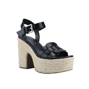 NWT MARC FISHER Womens Black 2&quot; Platform Viga Block Heel Espadrille Shoes 9 M