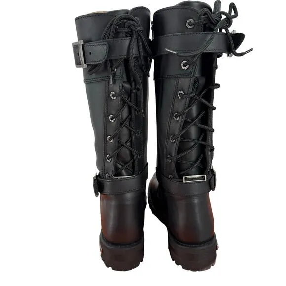 NWT Milwaukee Leather MBL9385 Black Leather 15-Inch Calf Laced Riding Boots