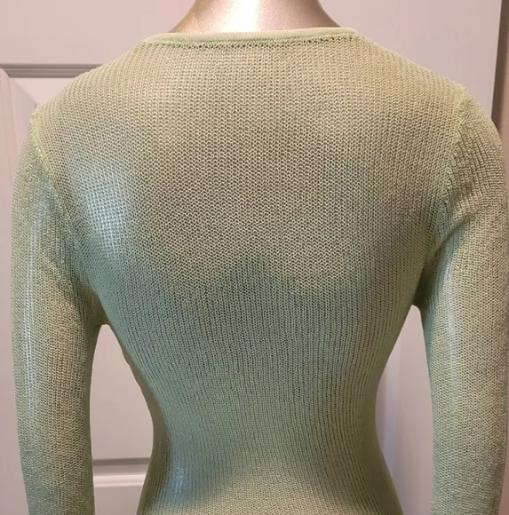 NWT Mojitos By The Pool- Sage Green Sheer Long Sleeve Sweater Maxi Dress Sz S