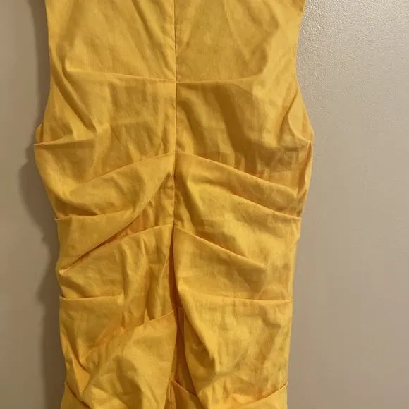 NWT Nicole Miller Dress size 10 - Yellow - Linen blend - Ruched back - MSRP $295
