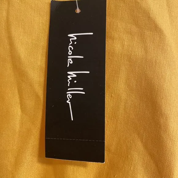 NWT Nicole Miller Dress size 10 - Yellow - Linen blend - Ruched back - MSRP $295